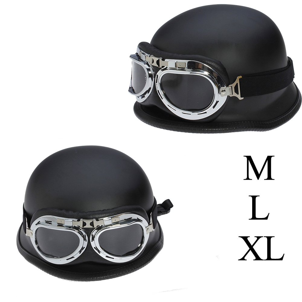 Motorcycle Helmets Black For Mirror DOT Retro WWII German Half Face Helmet Chopper Cruiser Off-Road Biker Vintage Helmet M/L/XL