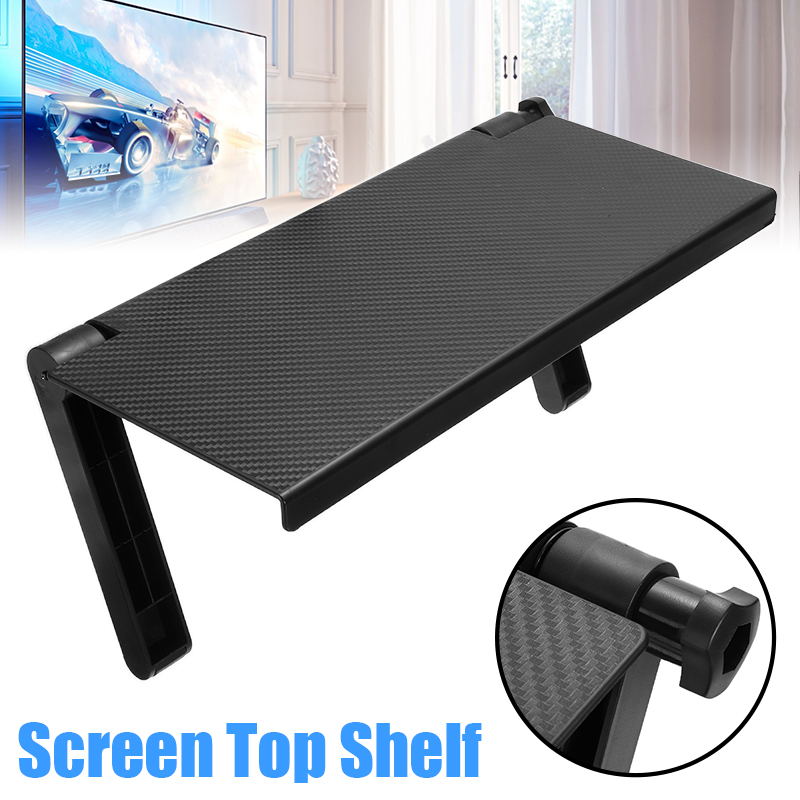 1PC Black TV Storage Rack Screen Caddy ABS Screen TOP Shelf Desktop Adjustable Stands Storaging Tool