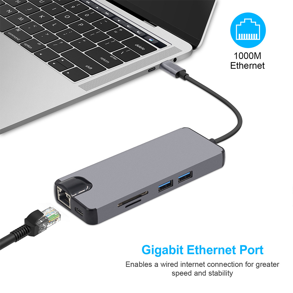 Ethernet Adapter SD/TF USB Hub Converter 4K HDMI VGA Type C 3.0 USB to RJ45 Lan Network Card For Macbook Mate book Samsung