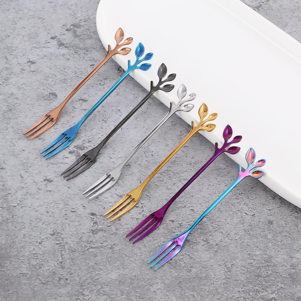 1 Set Colorful Stainless Steel Coffee Dessert fork and spoon set Portable Utensil Set Kitchen Tableware Set