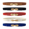 High elasticity fabric belts for women dresses gold Leaves metal buckle belts female belts women fashion 2019 hot elastic belts
