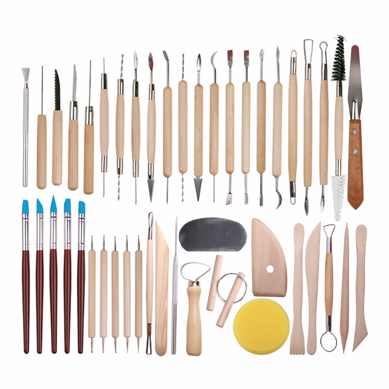 45 Pcs Pottery Clay Sculpting Tool Sets For Beginners Professional Art Crafts Wooden Handle Modeling Ceramic Clay Tools