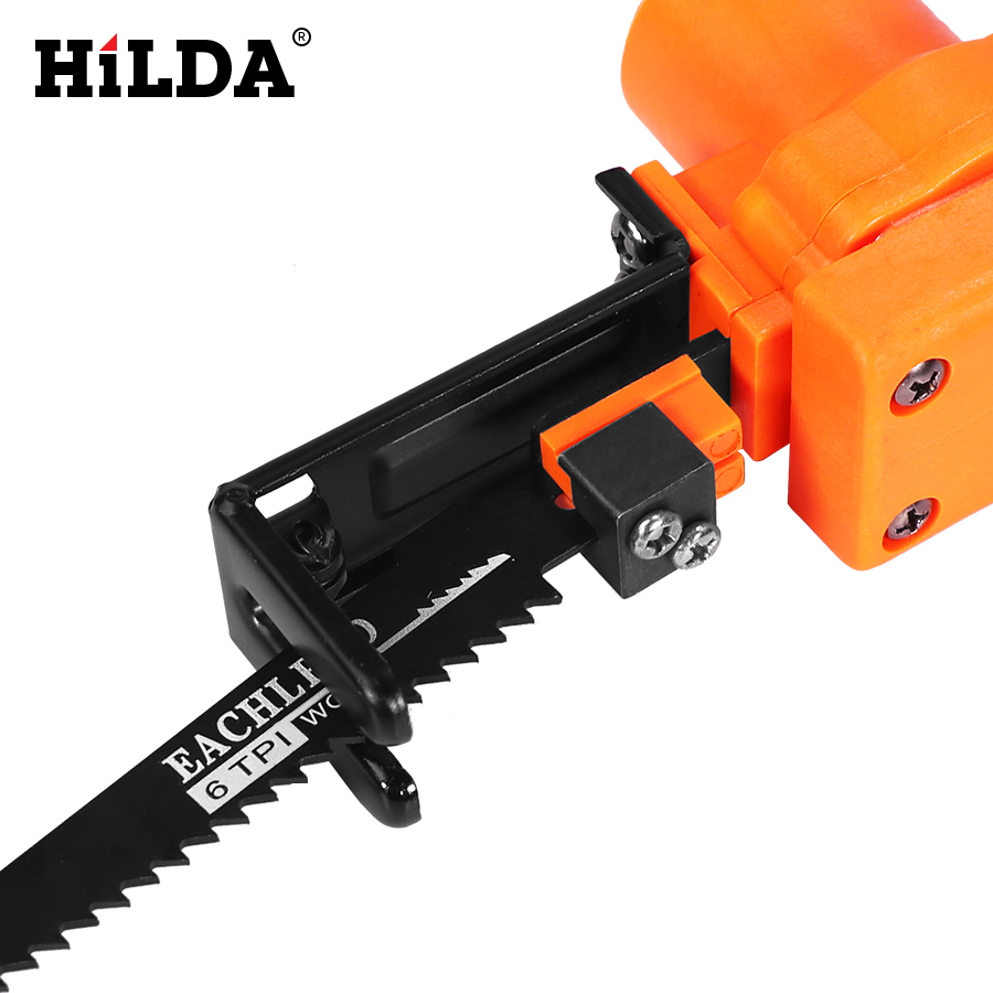 HILDA Cordless Reciprocating Saw Metal Cutting Wood Cutting Tool Electric Drill Attachment With Blades Power Tool