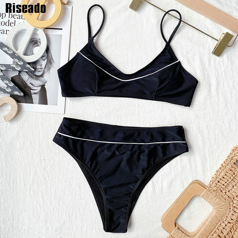 Riseado Push Up Sexy Bikini Set Patchwork Swimsuit Swimwear Women High Cut Brazilian Bikinis Strap Beachwear Bathing Suit 2021