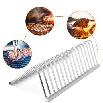 1pc Heat-Resistant Barbecue Meat Rib Rack Stainless Steel Roasting Stand BBQ Tools Accessories For Outdoor Picnic