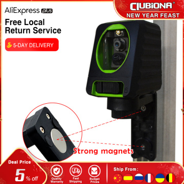 Clubiona self-leveling Horizontal and Vertical qualified 2 Green cross lines laser level with tilt function and bubber covered