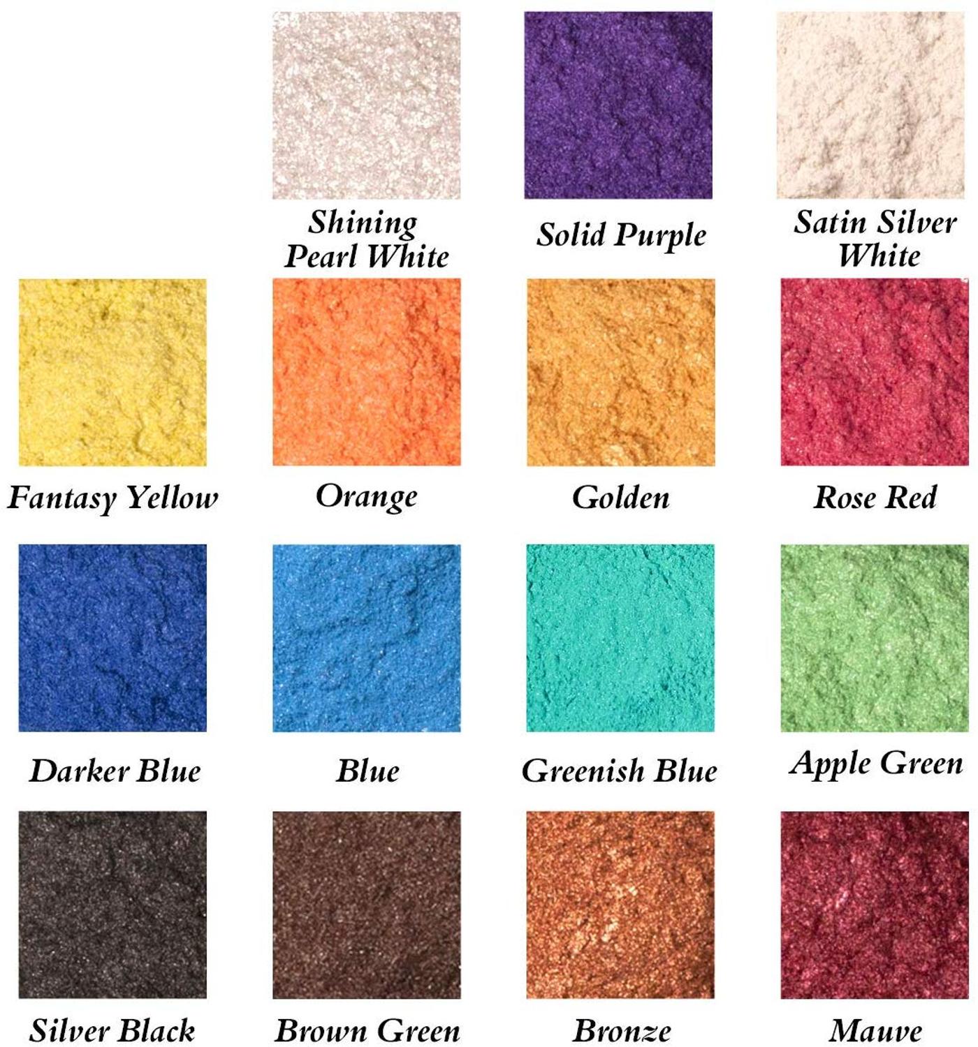 Mica Powder Epoxy Resin Dye 15 Color Powder Pigments for DIY Arts, Crafts , Paint, Nail Polish, Soap Making, Coloring Mix