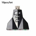 10pcs/lot Virtual 7.1 External Sound Card USB2.0 to Jack 3.5mm Earphone MIC For Mac Win Compter Android