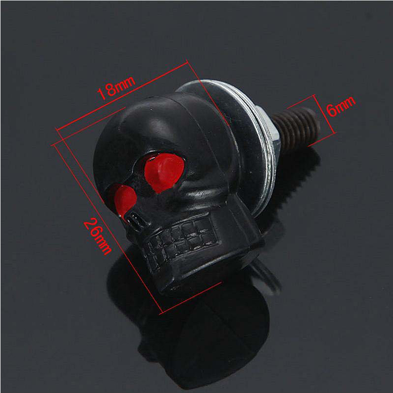 4PCS SKULL BLACK MOTORCYCLE LICENSE PLATE FRAME BOLTS SCREWS Fastener Red Eye Car Truck ATV Quad Trailer for KTM Exc BMW ...