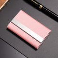 Luxury PU Leather Business Card Holder with Magnetic Buckle Slim Pocket Name Card Holder Stainless Steel Credit Card ID Case