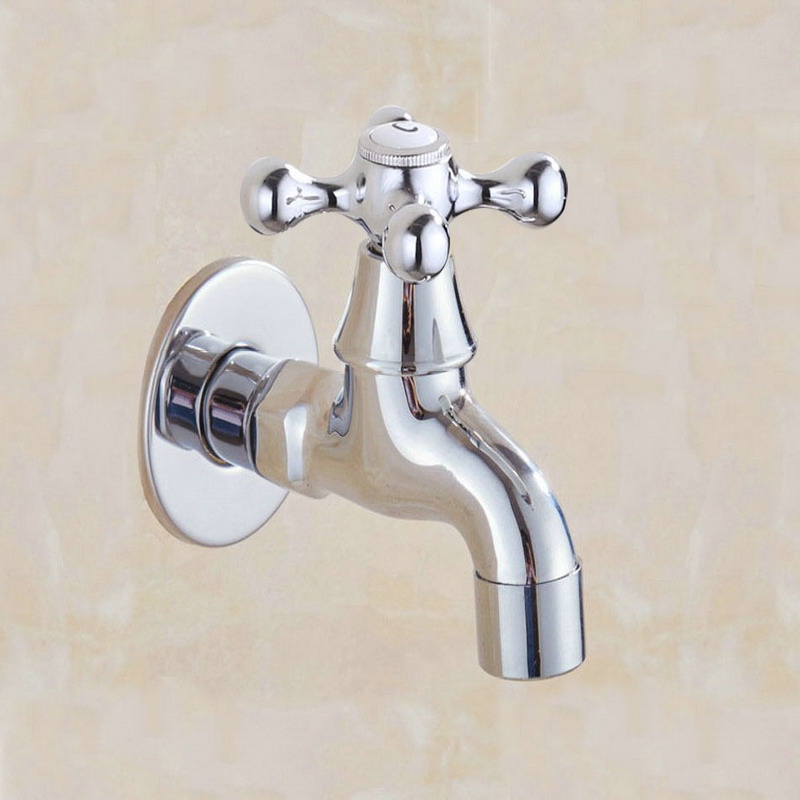 Polished Chrome Wall Mounted Garden Bibcock Tap Bathroom Washing Machine Water Tap /Mop Pool Sink Faucet KD084