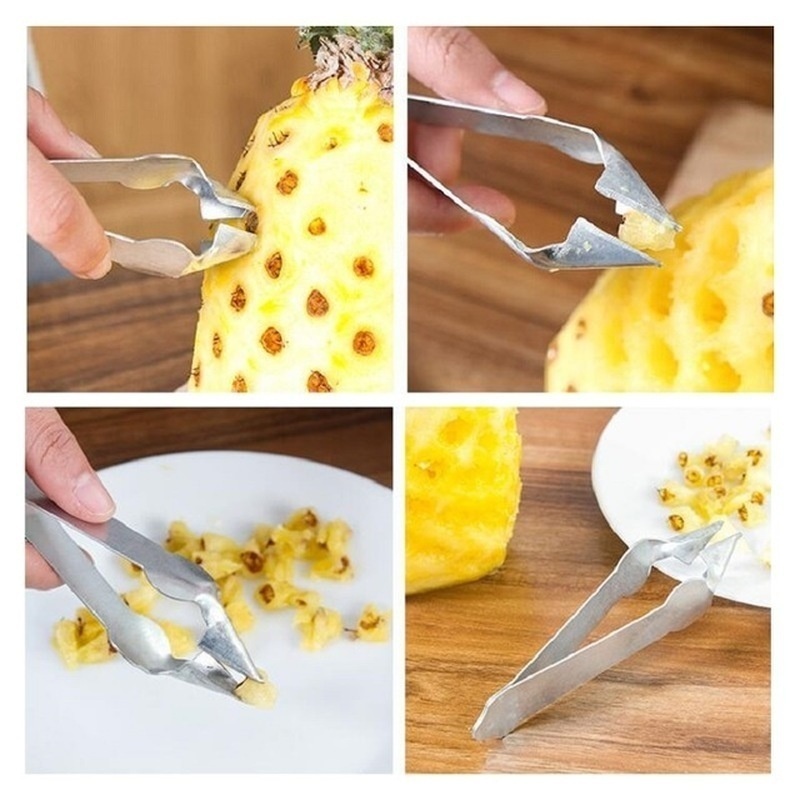 1pcs kitchen accessories stainless steel clamp pineapple peeled pliers tweezers gadget tool fruit seed corer remover
