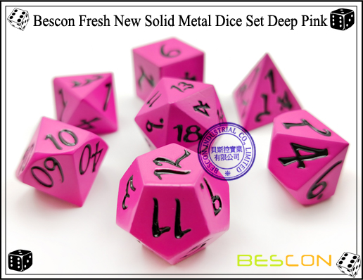 Bescon Fresh New Solid Metal Dice Set Deep Pink-3
