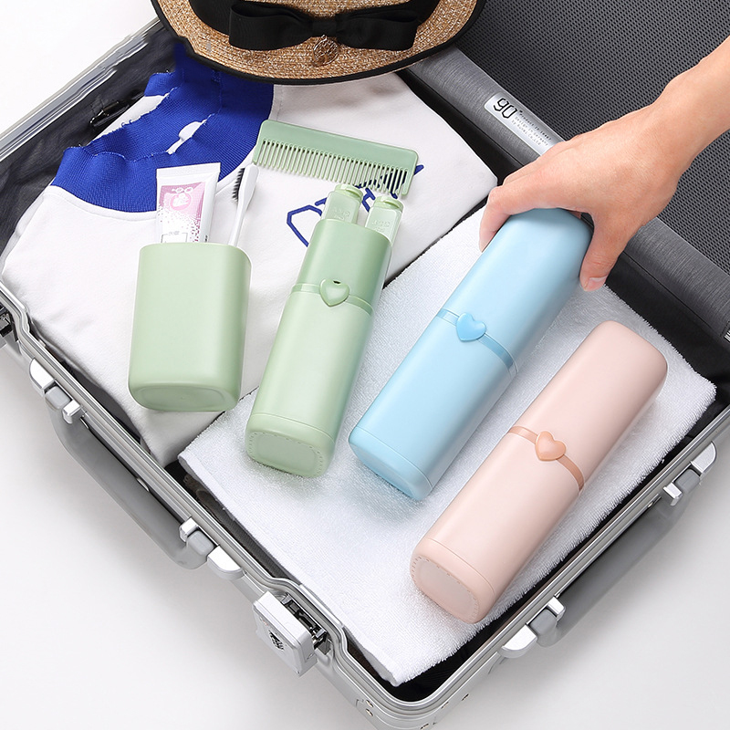 8PCS/ Set Tumbler Set Bathroom Accessories Set Wash Kit Toothbrush Toothpaste Towel Comb Mirror Portable Travel Camping Set