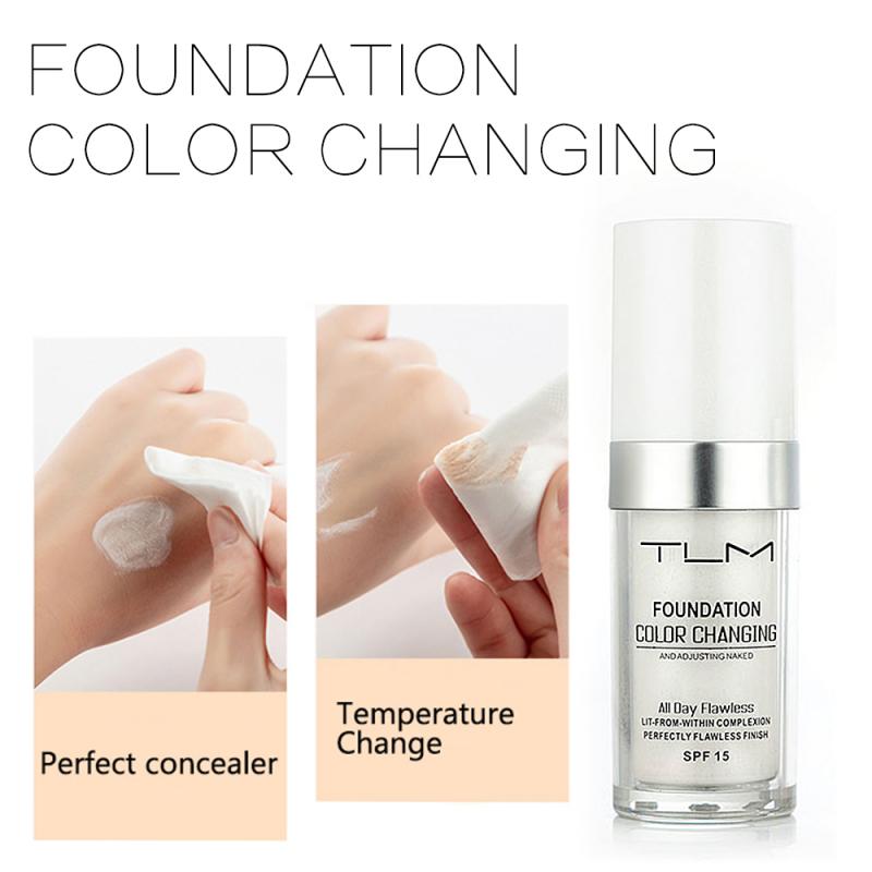 TLM 30ML Color Changing Foundation Makeup Base Liquid Cover Concealer Longlasting Makeup Nourishing Skin Care Foundation TSLM1