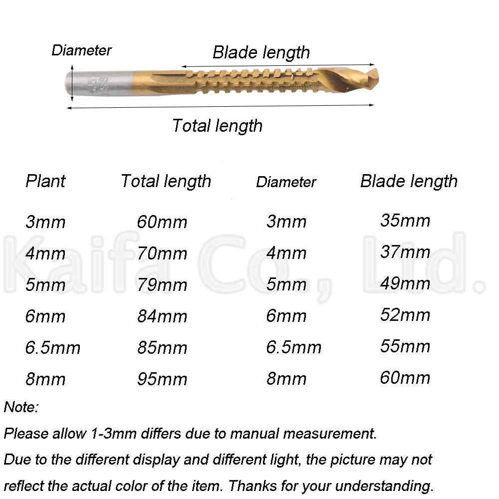 6pcs/lots 3-8mm Titanium Coated HSS Drill Bit Electric Drill Plastic Metal Hole Grooving Drill Saw Carpenter Woodworking Tools