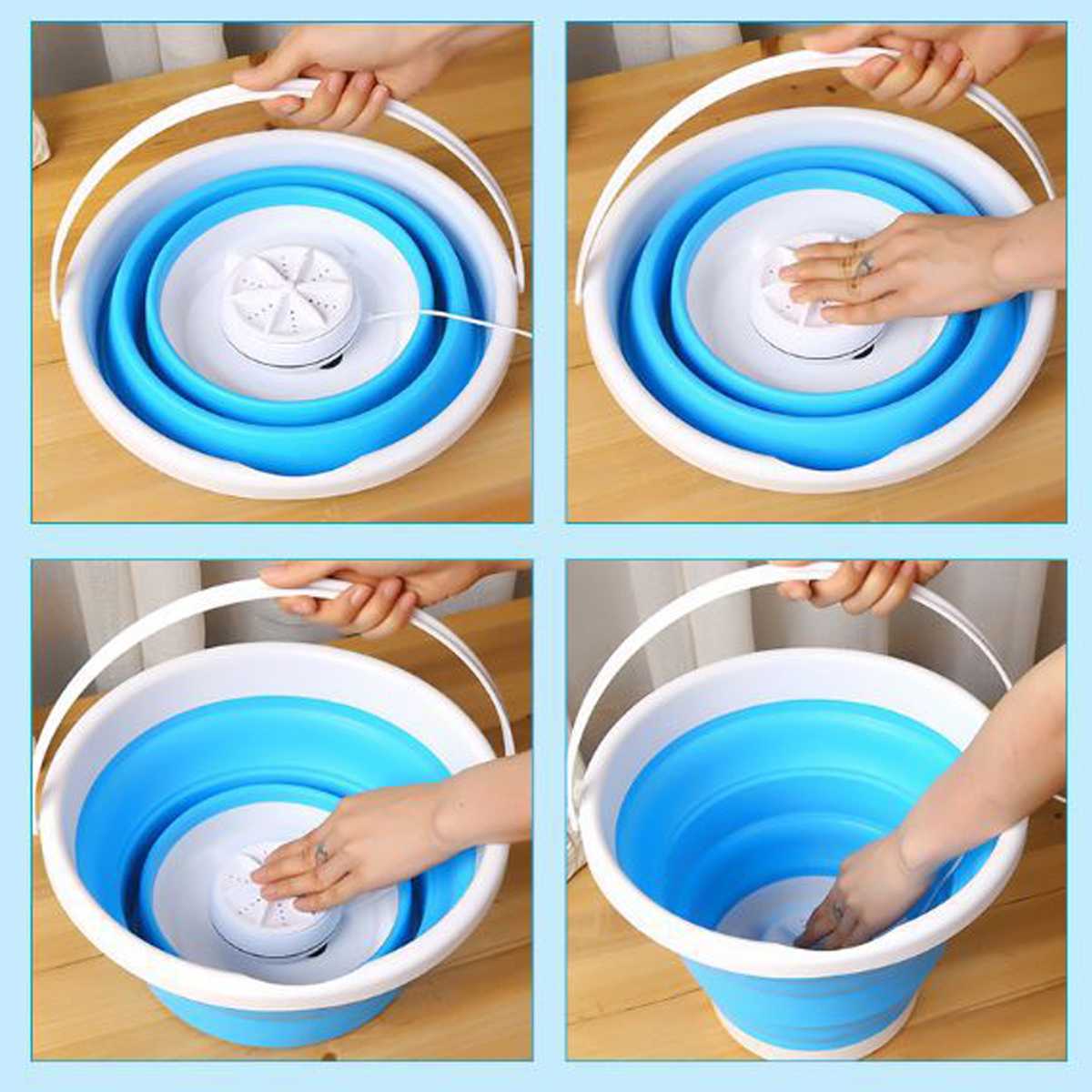 Foldable Mini Washing Ultrasonic Turbines Washer Household Rotating USB Charging Laundry Clothes Cleaner Tool For Home Travel 5L