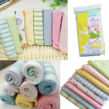 8pcs/Pack New Baby Boys Girls Bibs Saliva Towel Newborn Face Washers Hand Towel Cotton Feeding Wipe Wash Cloth Random Color