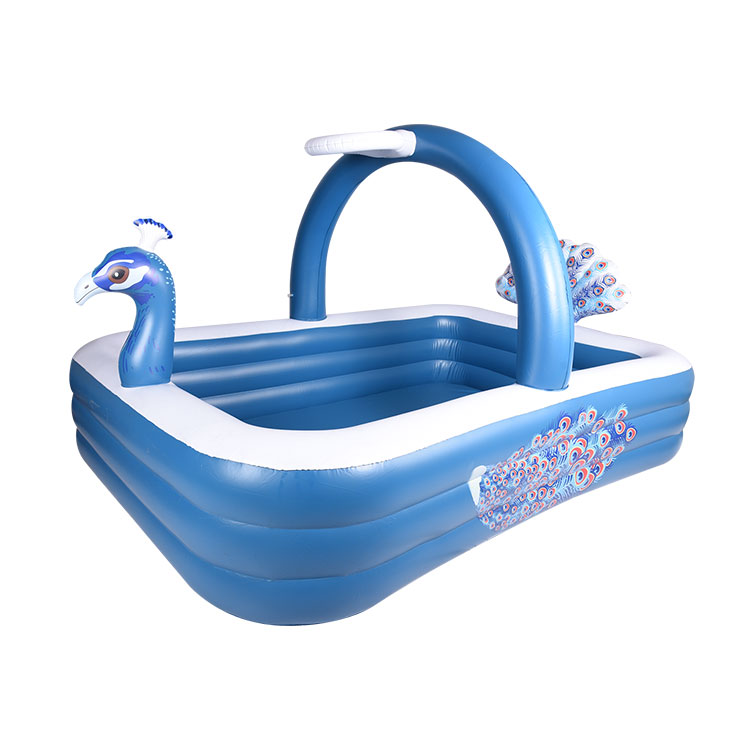 Kiddie Inflatable Lounge Pool With Arch And Sprinkler