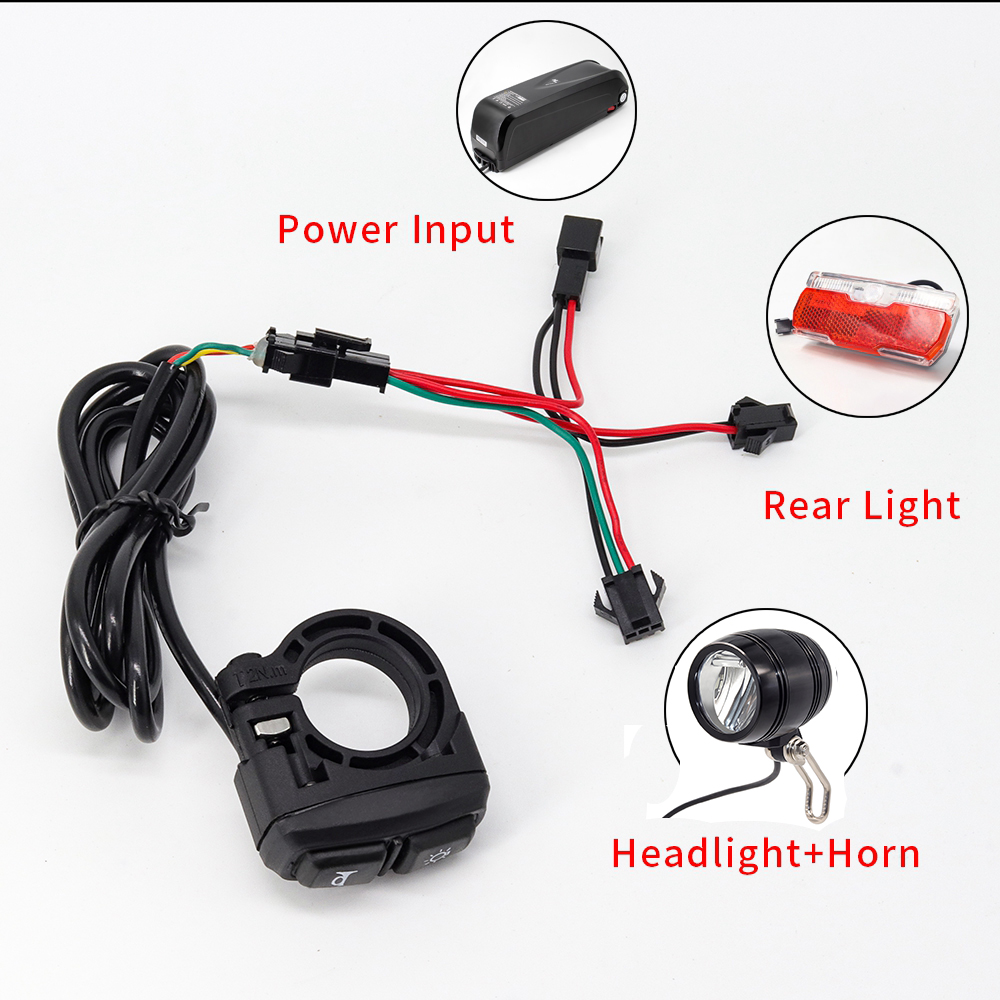 Ebike Light and Horn Switch Can Control Headlight Rear Lamp ON/OFF Wuxing Electric Bicycle Parts Accessories