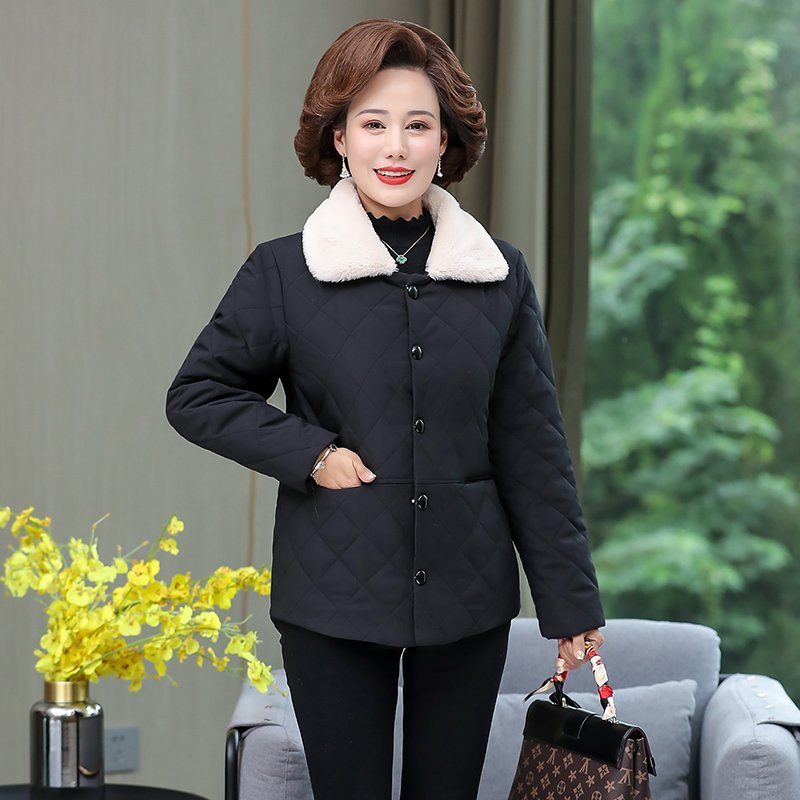 Middle-aged and Elderly Women's Coat 2020 New Winter Jackets Single-breasted Plus Velvet Down Cotton Short Jacket Plus Size 5XL