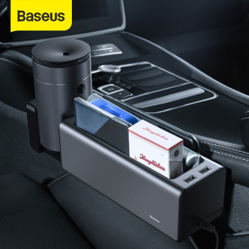 Baseus Metal Car Seat Gap Organizer Auto Seat Storage Box Pocket For Wallet Coins Keys Card Cup Phone Holder With Dual USB Ports