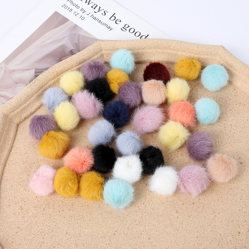 30pcs 3cm DIY Pompon Imitation Mink Fur Ball Pompoms for Ring Keychain Shoes Hat Fluffy Pom Pom DIY Crafts Accessories Material