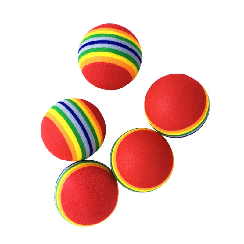 10Pcs Rainbow 3.5cm Cat Toy Ball Interactive Cat Toys Play Chewing Rattle Scratch EVA Ball Training Pet Supplies Dropship