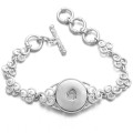 High Quality Antique Silver Plated Vintage Flowers Chains Snap Bracelet Bangles Fit 18MM Snap Buttons DIY Jewelry ZE357