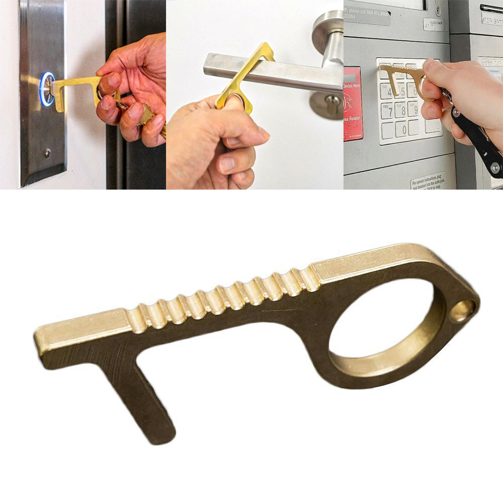 Hot Portable Press Elevator Tool Hygiene Hand Antimicrobial Alloy EDC Door Opener Door Handle Key Metal Portable Door Opener