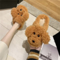 COOTELILI Woman Slippers Winter Shoes For Women New Fashion Dog Faux Fur 3cm Heel Women Shoes White Beige Plus Size 40 41