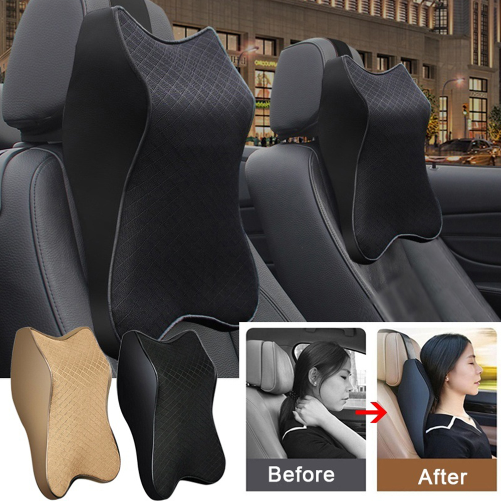Car Neck Pillows fashion Pu Leather head support protector universal headrest backrest cushion adjustable easy install and clean