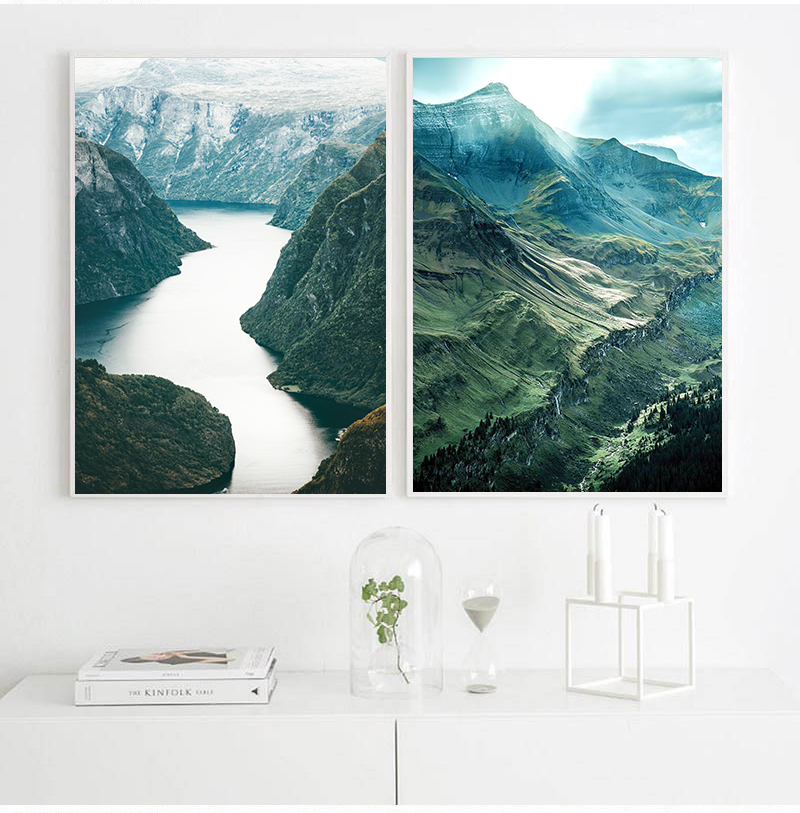Scandinavian Dolomites Lake Nature Landscape Nordic Style Wall Art Canvas Print Painting Living Room Decoration Picture