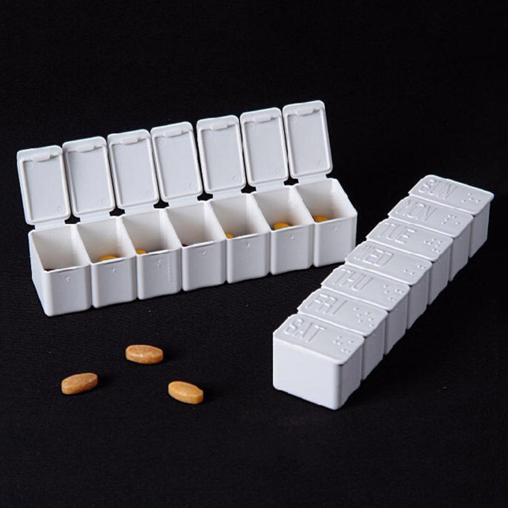 New 7 Days Plastic Pill Tablet Organizer Pill Box Weekly Tablet Braille Recognition Medicine Case Storage Storage Case