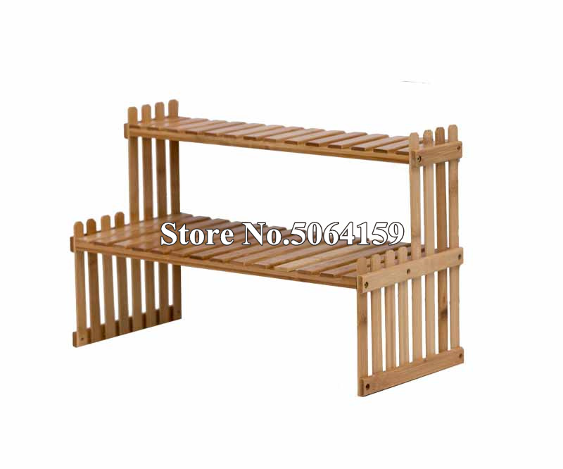 2 Layers Bamboo Storage Rack Kitchen Spice Jar Bottle Seasoning Rack Decoration Organizer Shelf Home Desktop Racks