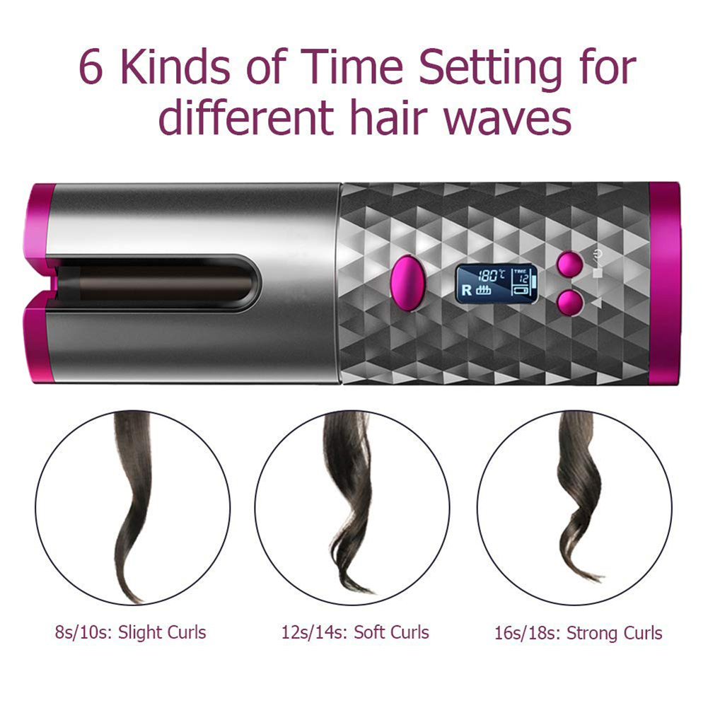 Wireless Automatic Curling Iron Multifunctional USB Rechargeable Hair Curler LCD Display Portable Ceramic Curly Hair Machine