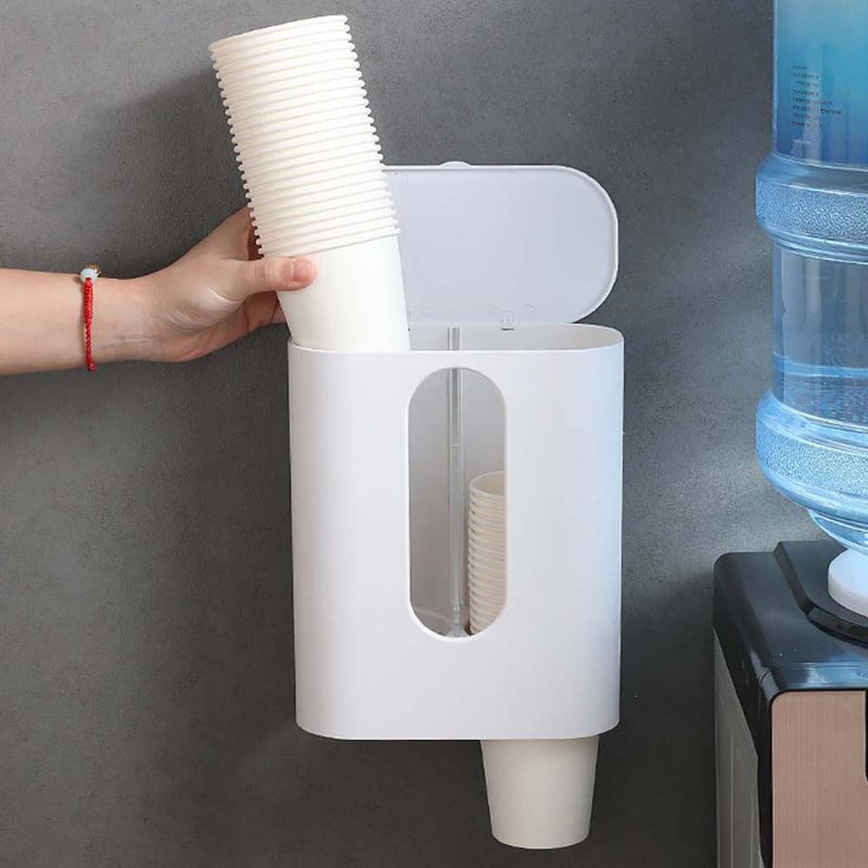 Water Cup Dispenser Holder Disposable Plastic Paper Cups Storage Rack Container for Kitchen Hotel