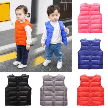 Fashion Foreign Kids Boys Girl Winter Warm Button Vest Waistcoat Sleeveless Down Coat Outerwear Autumn And Winter Down Vest