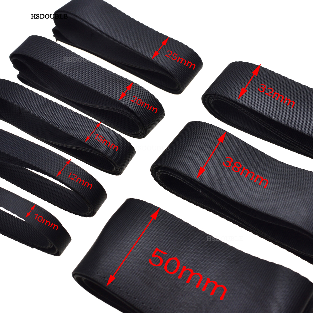 1 yard Polyester Fibre Webbing Ribbon Band Strap Tape Dog Collar Harness Outdoor Backpack Bag Parts Black