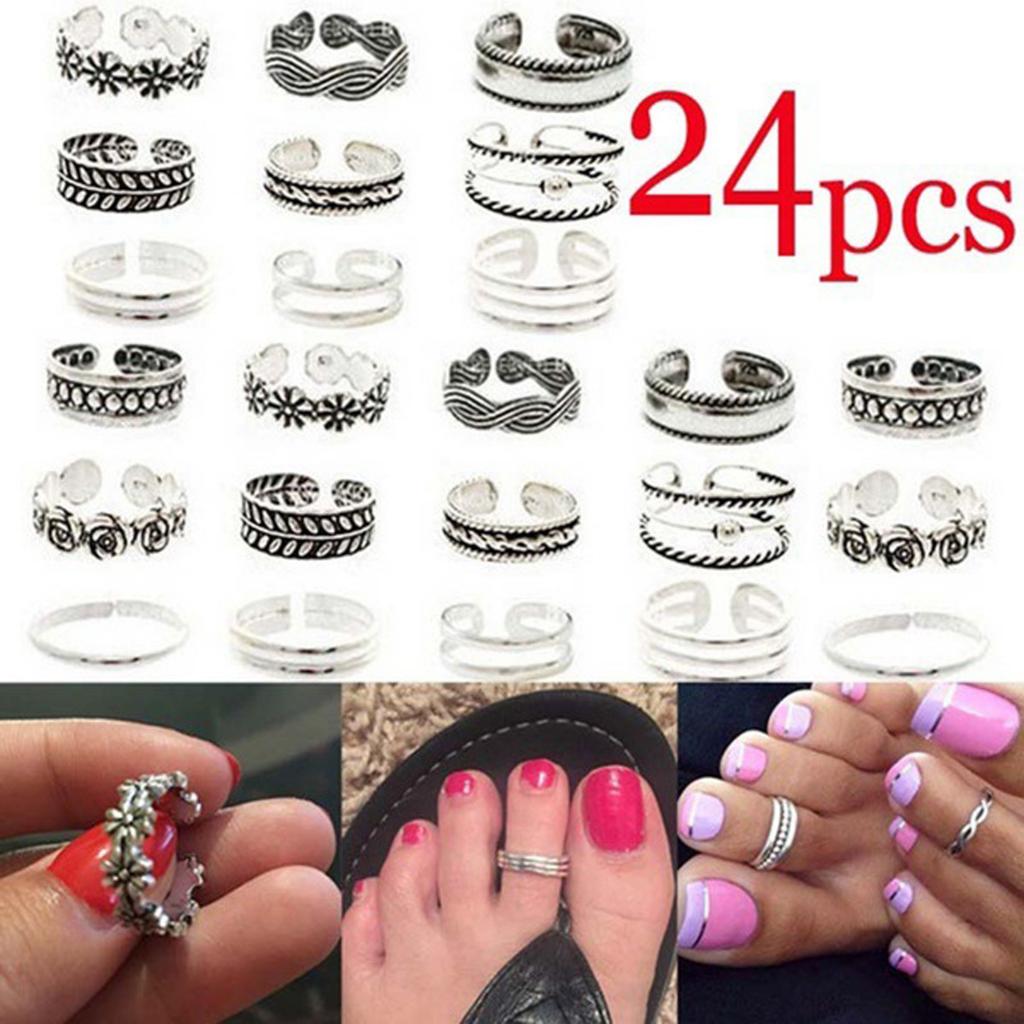 Toe Rings for Women Summer Beach Open Adjustable Toe Ring Set Hawaiian Finger Foot Jewelry Gift Sandals Beach Jewelry