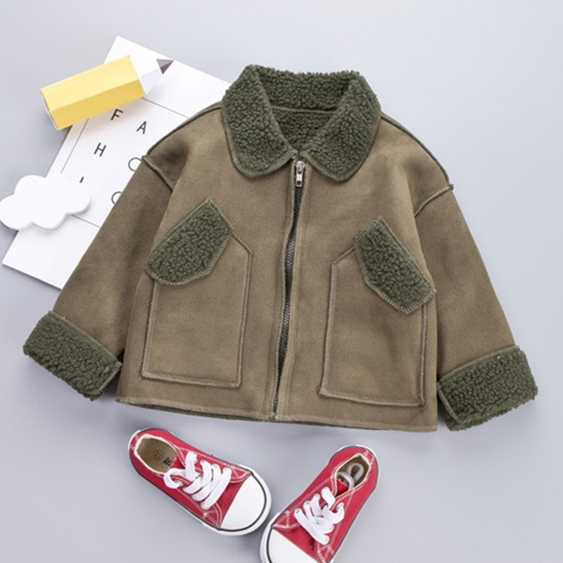 Baby Boys Jacket Winter Warm Coats For Kids Jacket Lambswool Splice Children Lapel Outerwear 1 2 3 4 5 Toddler Christmas Clothes