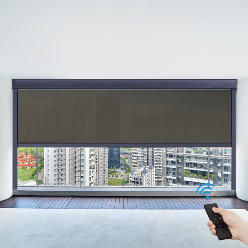 Automatic Motorized Roller Blinds Windproof Shutter Anti-UV Wind Resistance For Office Bedroom Living Room Customized