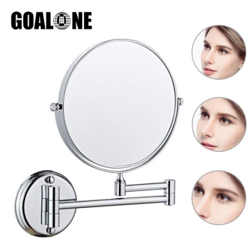 8 Inch Wall Mount Makeup Mirror 3X/5X/7X/10X Magnification Vanity Swivel Extendable Two-Sided Mirrors for Bedroom Bathroom Hotel