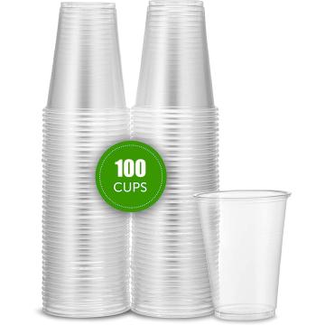 9 oz Plastic Disposable Clear Durable Drinking Cups(100 count), Clear Disposable Plastic Tea Cup Coffee Cups