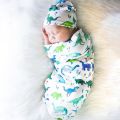 2 Pcs/set Newborn Baby Sleeping Bag Hat Set Fashion Printed Color Cute Infant Anti-kick Swaddle Wrap Hats Photography Props