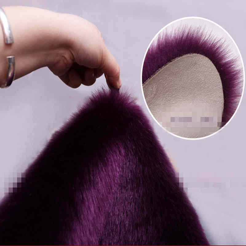 FUNIQUE Fur Artificial Sheepskin Hairy Carpet Living Room Bedroom Rugs Skin Fur Plain Fluffy Area Rugs Washable Bedroom FauxMats