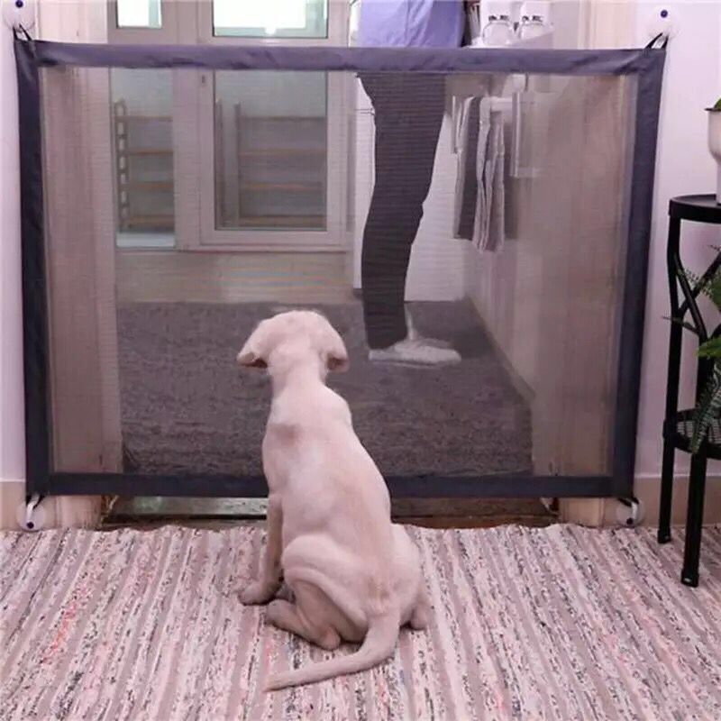 Removable Portable Dog Gate Pets Barrier Fences Breathable Mesh Dog Safety Door Pet Guard Isolated Fence Dogs Baby Safety Fence