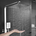 Bathroom Smart Thermostatic Shower Set Wall Mount Square Rainfall Bath Tap Chrome Constant Temperature Faucet Full Shower System