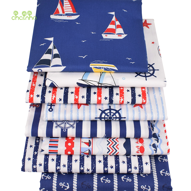 Chainho,2019 Ocean Series,Printed Twill Cotton Fabric,Patchwork Cloth For DIY Sewing Quilting Baby&Children's Material,100x160cm