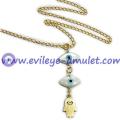 Mother Of Pearl Evil Eye Hamsa Hand Necklace Gold Plating